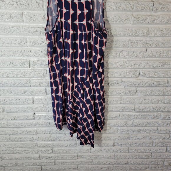 Stylus Womens Dress Extra Large Tank Mini Blue Red Geometric Rayon GEO19E - Picture 8 of 11